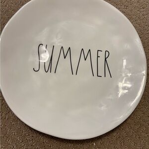 Rae Dunn White melamine Plate with 'SUMMER' Text